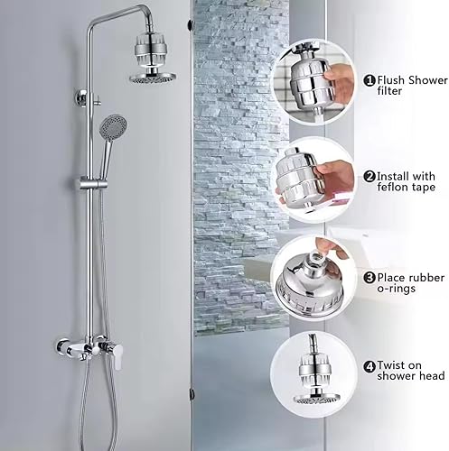 Miniatura 9 de Filtro de ducha avanzado – Elimina el cloro y los metales pesados – Cuida la piel seca, la caspa, el eccema – Mejora el cabello, las uñas y la piel