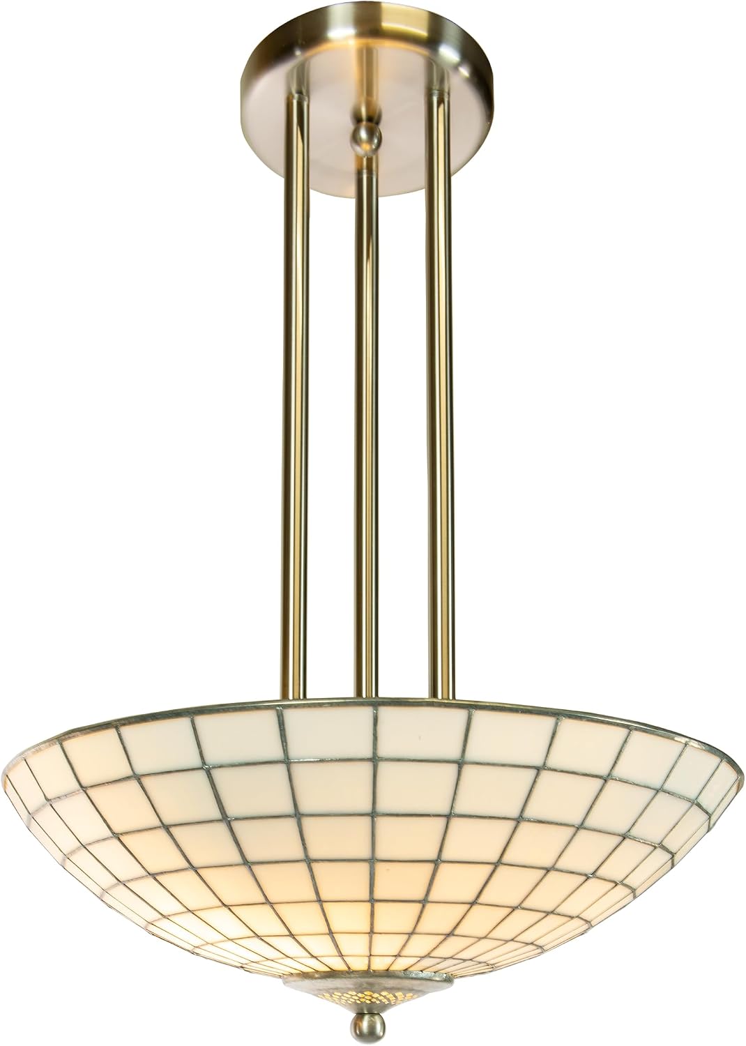 Dale Tiffany STH11071 Dome Tiffany Hanging Fixture, 20-Inch Wide, Satin Nickel/White