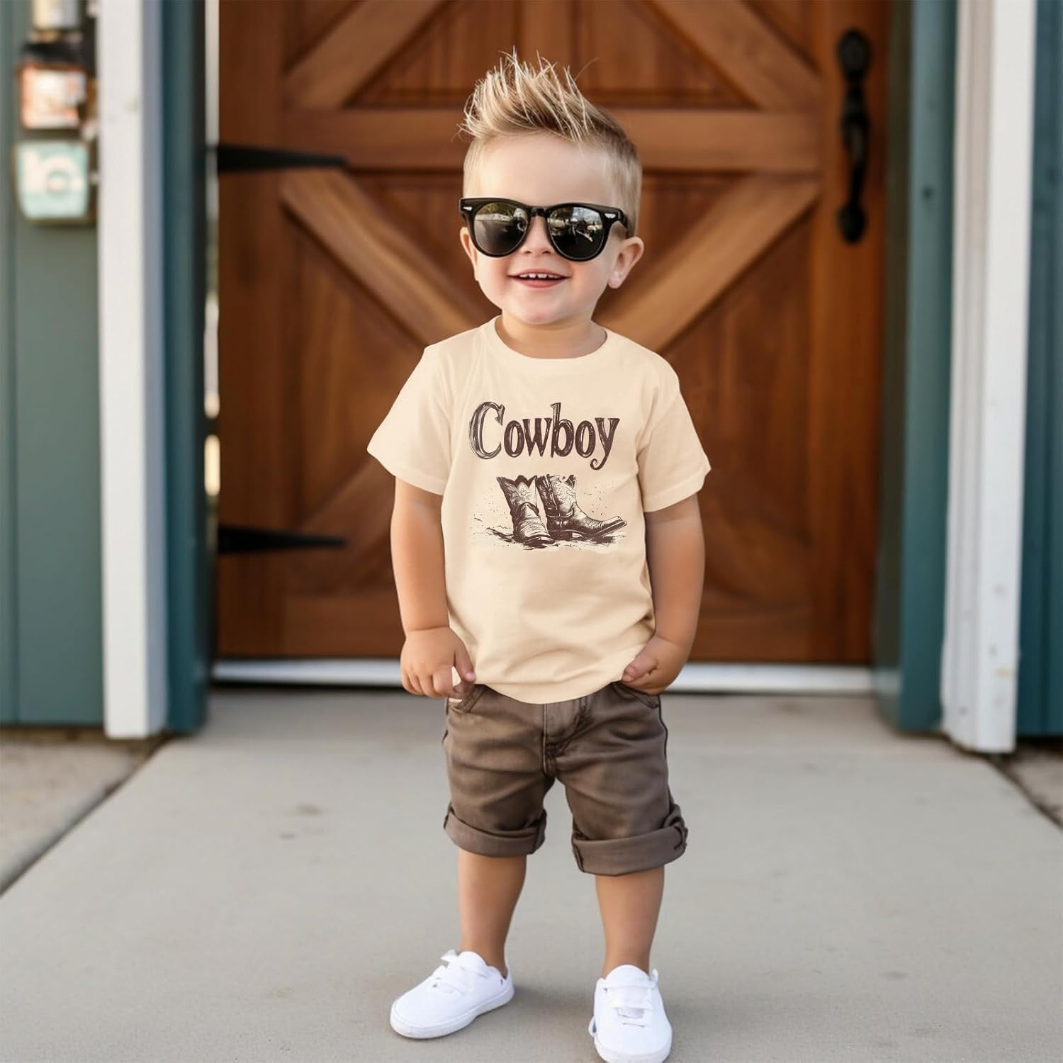 KEKEMI Toddler Baby Boys Cowboy Shirts Western Retro Graphic T Shirt Rodeo Party Outfit Summer Tees Short Sleeve Tops Clothes