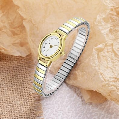IBSO Easy Read Ladies Quartz Wrist Watch, Small Analog Gold Watch for Women with Oval Case, Water Resistant