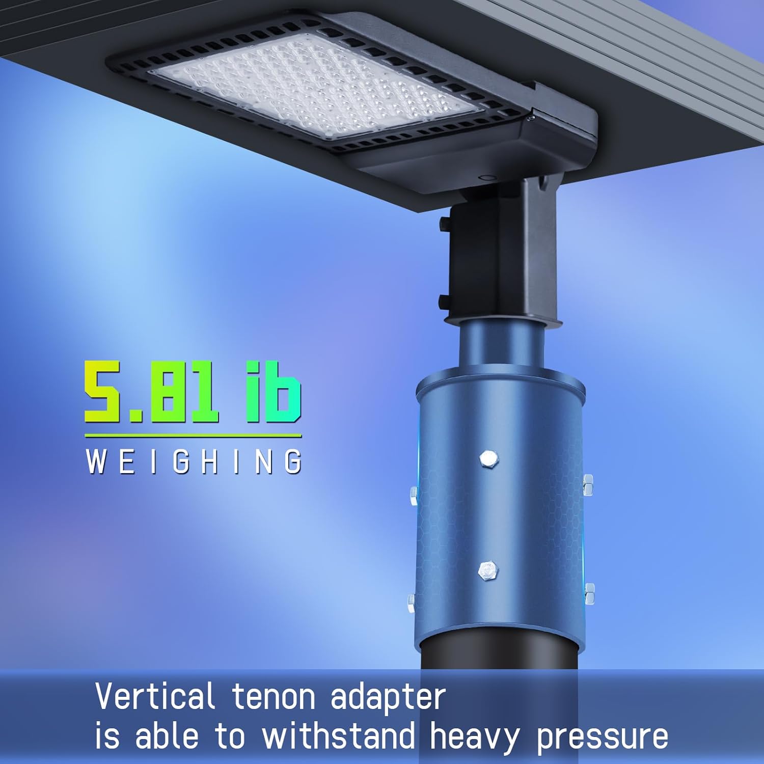 Bracket Mounting Arm for 5" Round Pole, 2 3/8" O.D. Parking Lot Light Pole Top Vertical Mount Adapter Lighting Accessories Sturdy Thicker Steel Bracket for Slip Fit Shoebox Street Lights