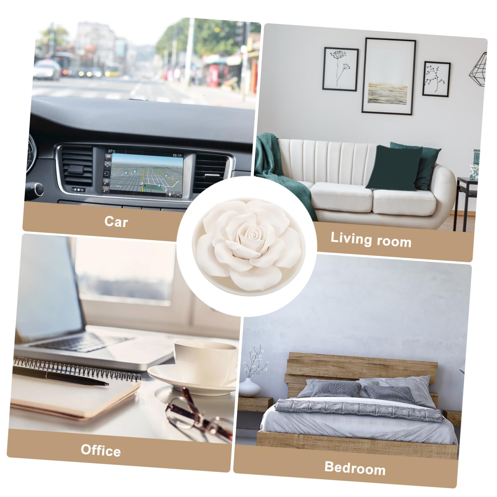 Diffusore Elegante Oli Gesso Essenziali in Forma e Bianco Fiore Profumo Naturale e Relax per Casa Camera da Letto
