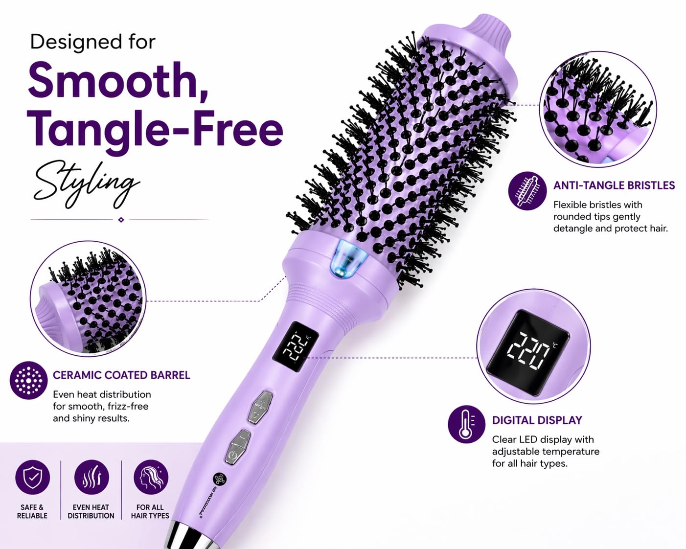 K2P Professional DYNAMIQUE Dual Brush | Hot Air Hair Brush for Straightening, Inward & Outward Hair Setting | Lightweight Salon Hair Styler for Smooth, Voluminous Hair 3