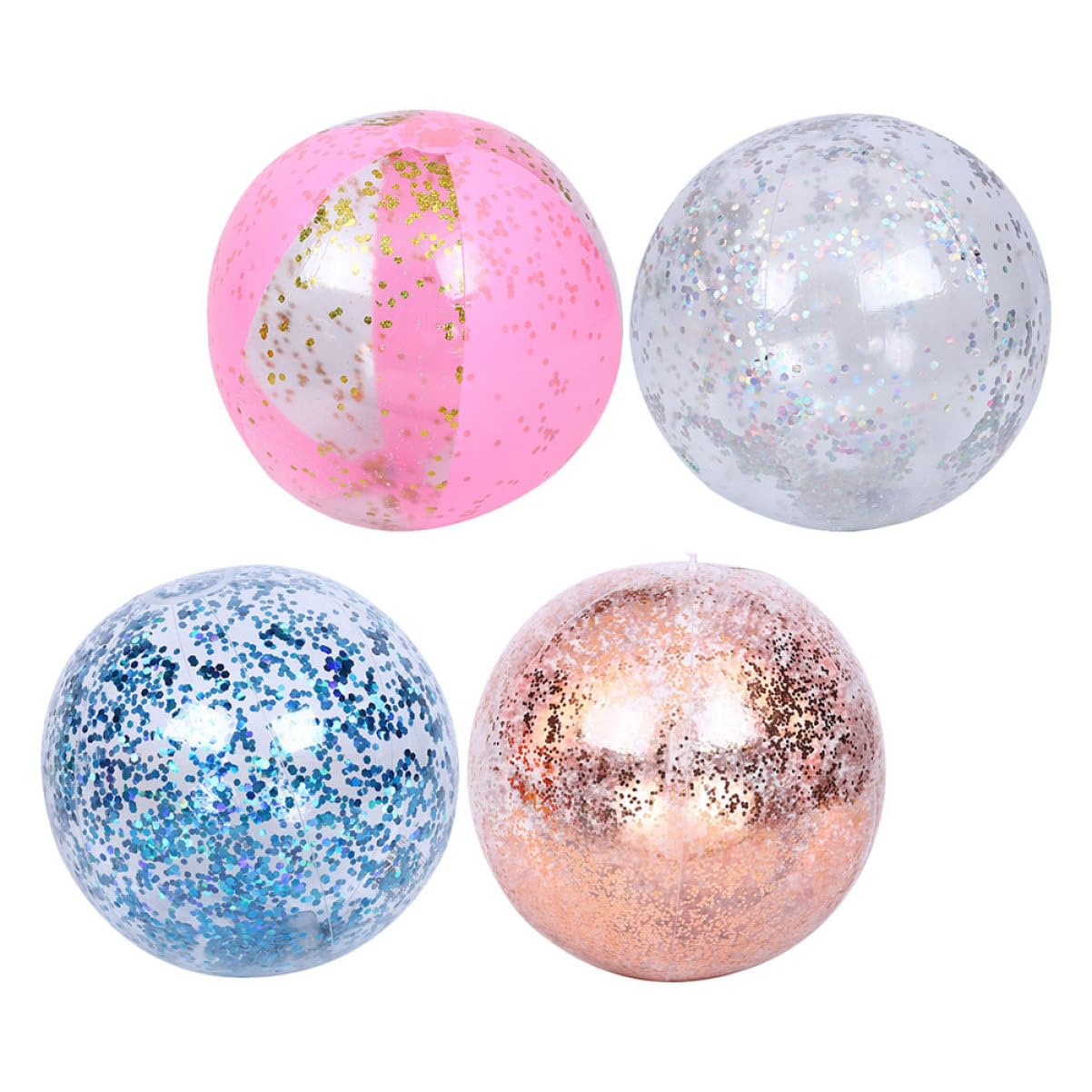 Abaodam 4Pcs Inflatable Beach Balls Glitter Pool for Summer Parties for Swimming Pool and Beach Fun