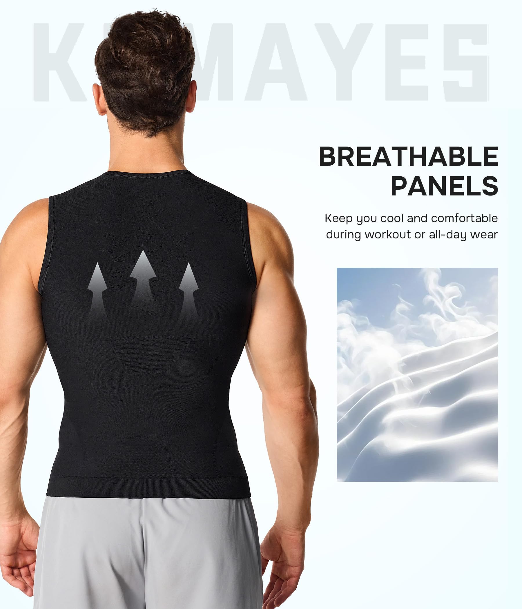 KUMAYES Herren-Kompressionsshirt, Bauchweg-Unterhemd, athletisch, Shapewear, Workout-Tanktop