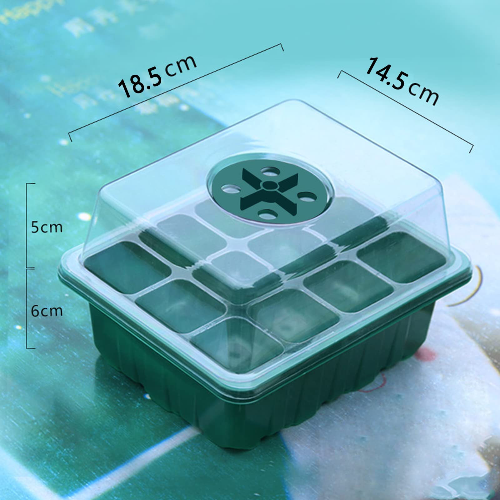 4PCS Vassoio di Germinazione, Vassoi di Avviamento per Piantine,Vassoio Coltivazione Regolabile Scatole di germinazione con Cupola di umidità, Coltivazione in Serra