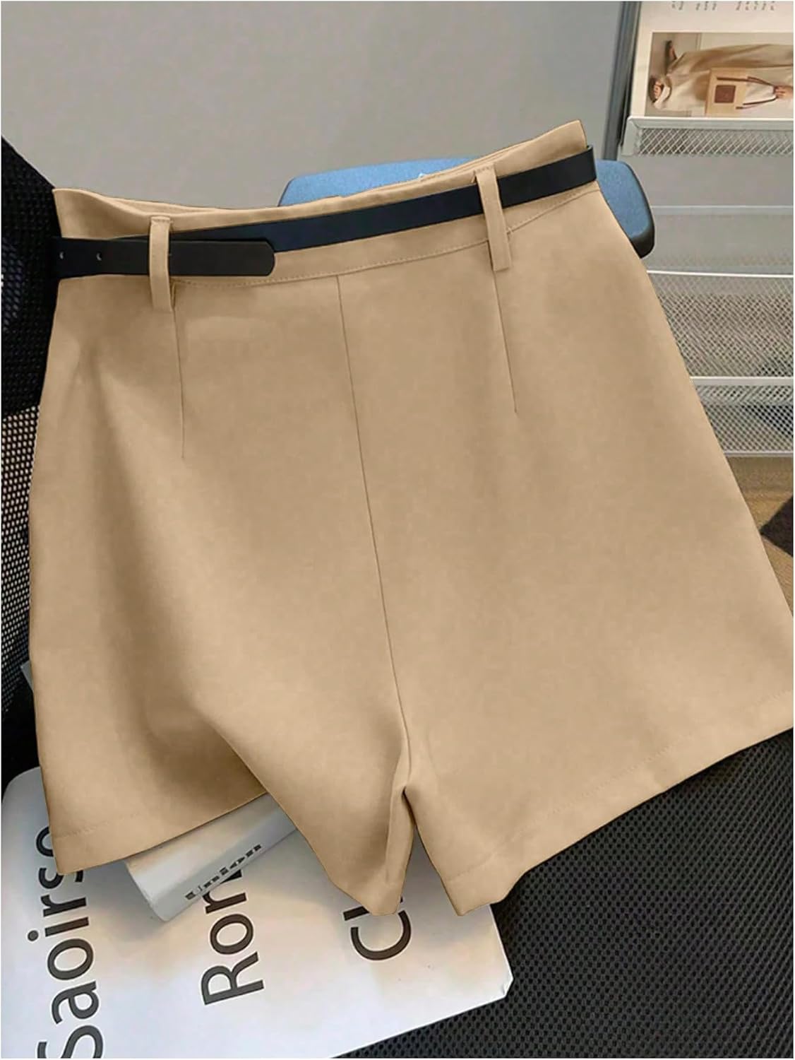 MakeMeChic Women's Dressy Shorts Pleated Work Office Dressy Wide Leg Business Shorts Without Belt - Image 2