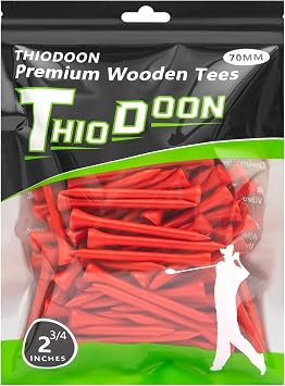 THIODOON Golf Tees Professional Natural Wood Golf Tees Pack of 100, Golfing Tees Multiple Colors Size 3-1/4 inch, 2-3/4 inch or 2-1/8 inch, Tall Golf Tees Bulk Reduce Side Spin and Friction