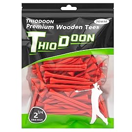 THIODOON Golf tees 2 3/4 inch Less Friction Wood Tees Training for Golfer Professional Natural Wood Golf tees Bulk 100 Count Golfing Tees(Red,2-3/4 inch 70mm)