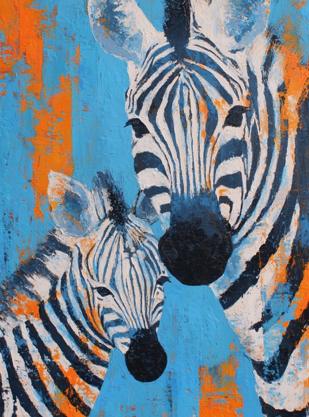 WANGWANGMIAO Paint by Numbers-Zebra Mother Baby Bond DIY Canvas Oil Painting Kit for Adults Beginner with Paint Brushes and Acrylic Pigment,16X20 Inch，with Frame
