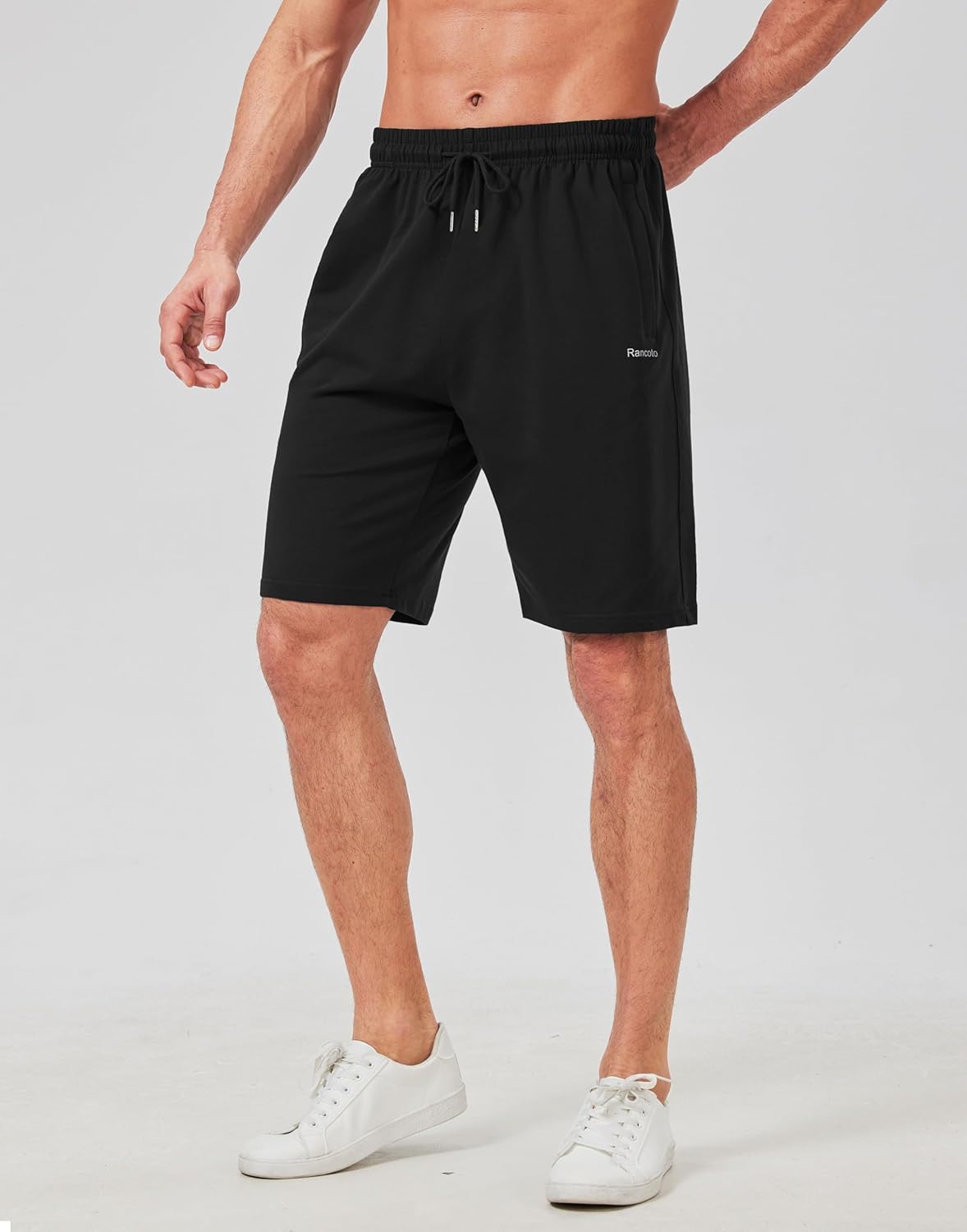 Mens Cotton Shorts Sweat Athletic Shorts for Men, Lounge, Gym, Yoga, Workout with Zipper Pockets - Image 3