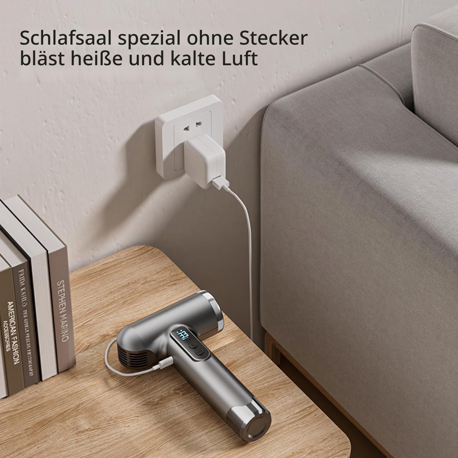Kabelloser Haartrockner 100.000 U/min, 15000mAh Föhn USB Wiederaufladbarer Reiseföhn 200W, Tragbarer Fön mit Düse für Reisen Camping