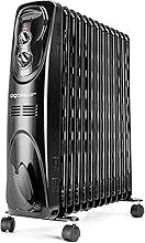 Aigostar Black Forest 33JIF – Radiador de aceite con ruedas y 13 elementos, 2500 Watios, dispone de 3 ajustes 