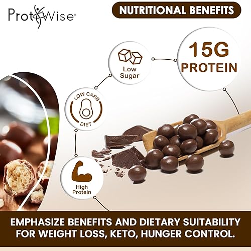 Miniatura 3 de ProtiWise Bocadillos de soja altos en proteínas de 0.51 onzas  Chocolate  7caja  Pérdida de peso, apto para dieta keto, refrigerio para controlar el