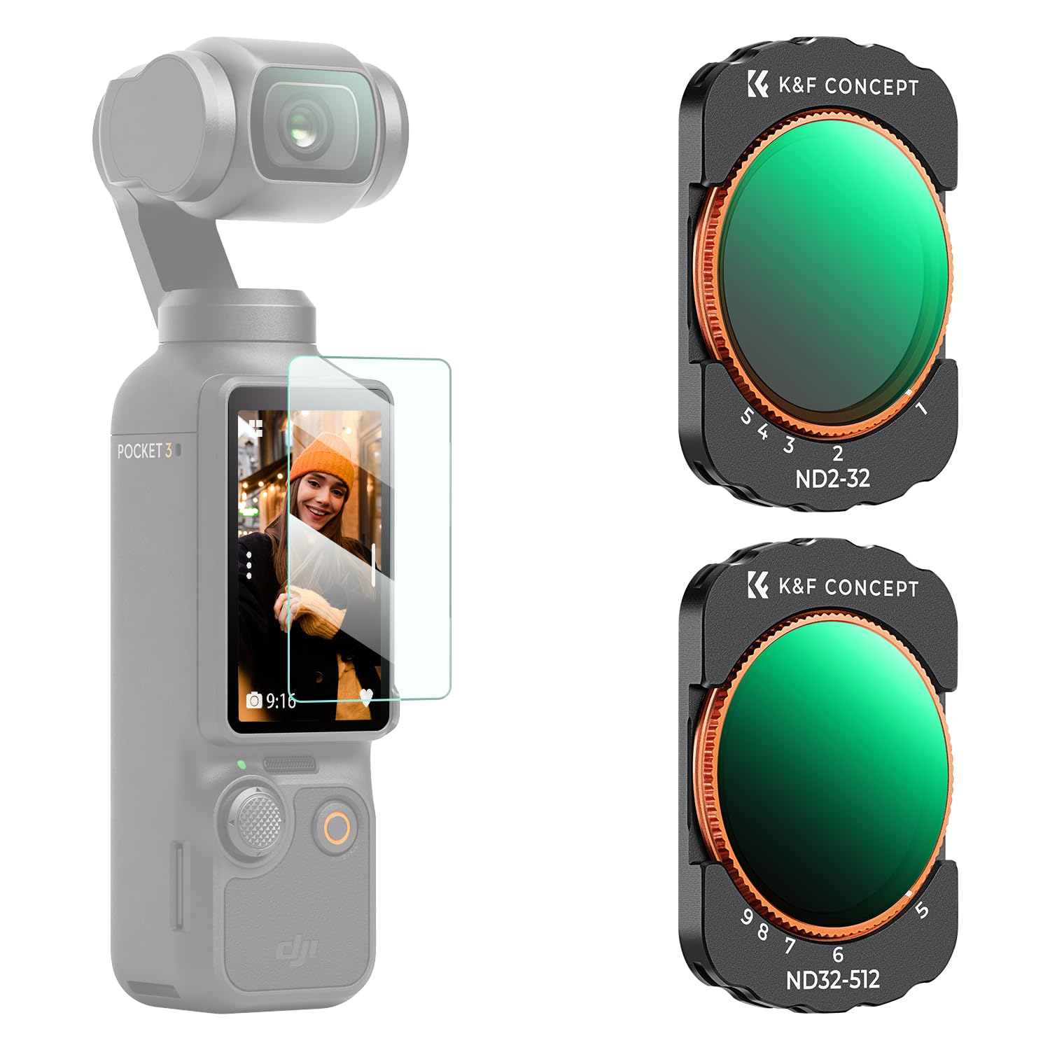 Amazon | K&F CONCEPT DJI OSMO Pocket 3 NDフィルター(ND2-ND32+ND32