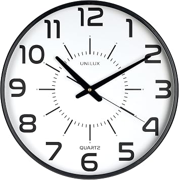 Unilux Maxi Pop Wall Clock in Black 37.5 cm Large Dial, Silent, No Ticking