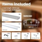 Système de canal en aluminium en U Muzata 6 pièces de 3.3ft/1 m avec couvercle, bouchons de fin et clips de montage Profilé en aluminium pour installations de bandes lumineuses LED sous cabinet U1SW WW