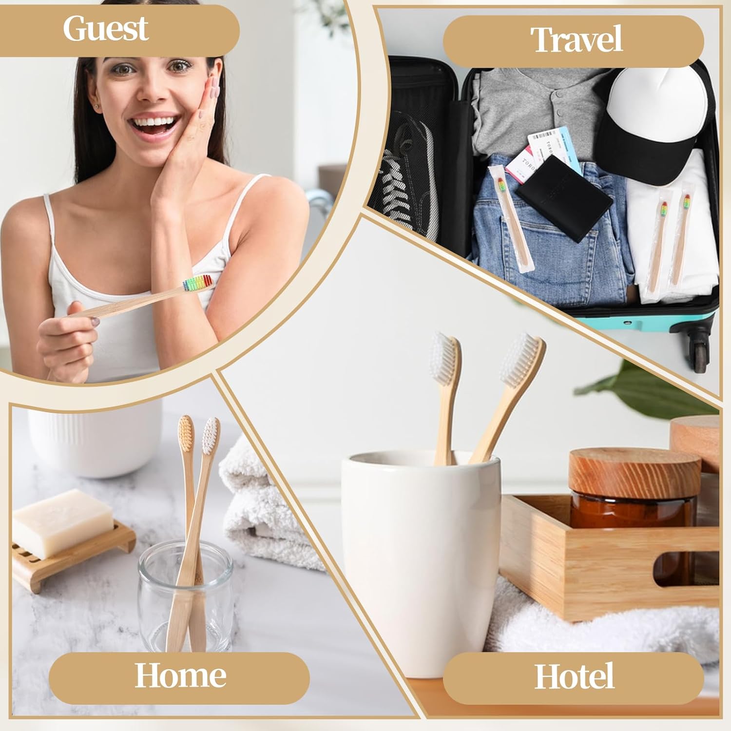 120 Escovas de Dente de Bambu, Escovas Descartáveis Preparadas, Pacote em Grande Quantidade com Cerdas Macias para Uso Familiar, Viagens, Hotéis e Presentes para sem-teto, Embaladas Individualmente, 12 Cores - Imagem 7