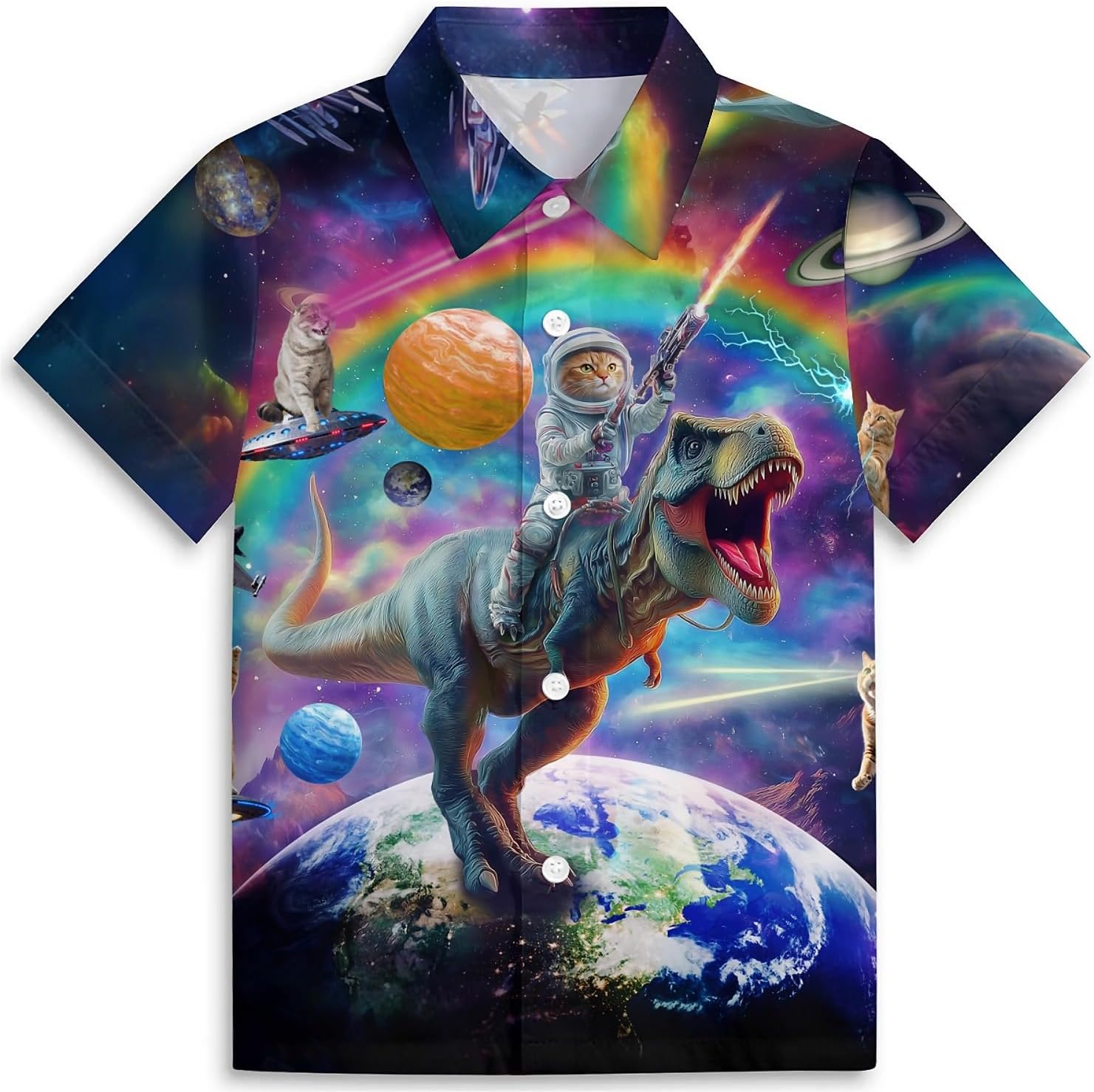 Amasnay Horse Boys Hawaiian Shirts Novelty Printed Funky Short Sleeve Button Down Shirt Kids Aloha Beach Shirt for 3-14 Years
