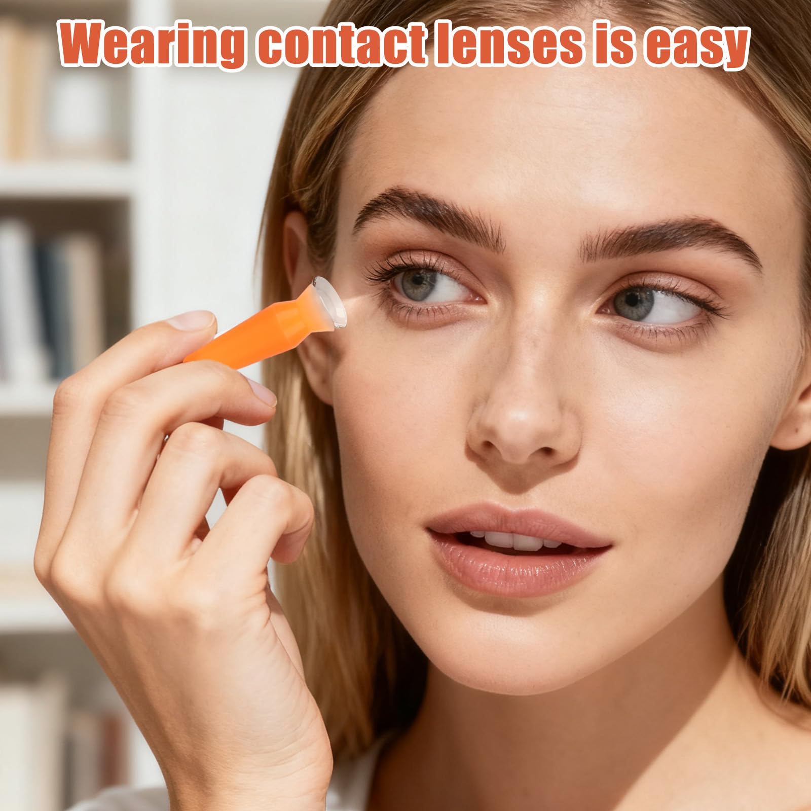 8 Piezas Insertador Lentes Esclerales, Sin Ventilación Aplicador de Lentes de Contacto Empaquetado Individualmente Émbolo Silicona para Prótesis Oculares Rígidas RGP (Naranja)