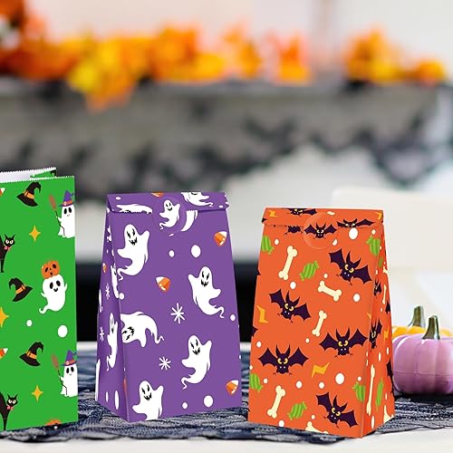 Miniatura 8 de VGOODALL 54 bolsas de regalo de Halloween a granel, bolsas de papel de Halloween, bolsas de dulces, bolsas de regalo, bolsas de aperitivos para