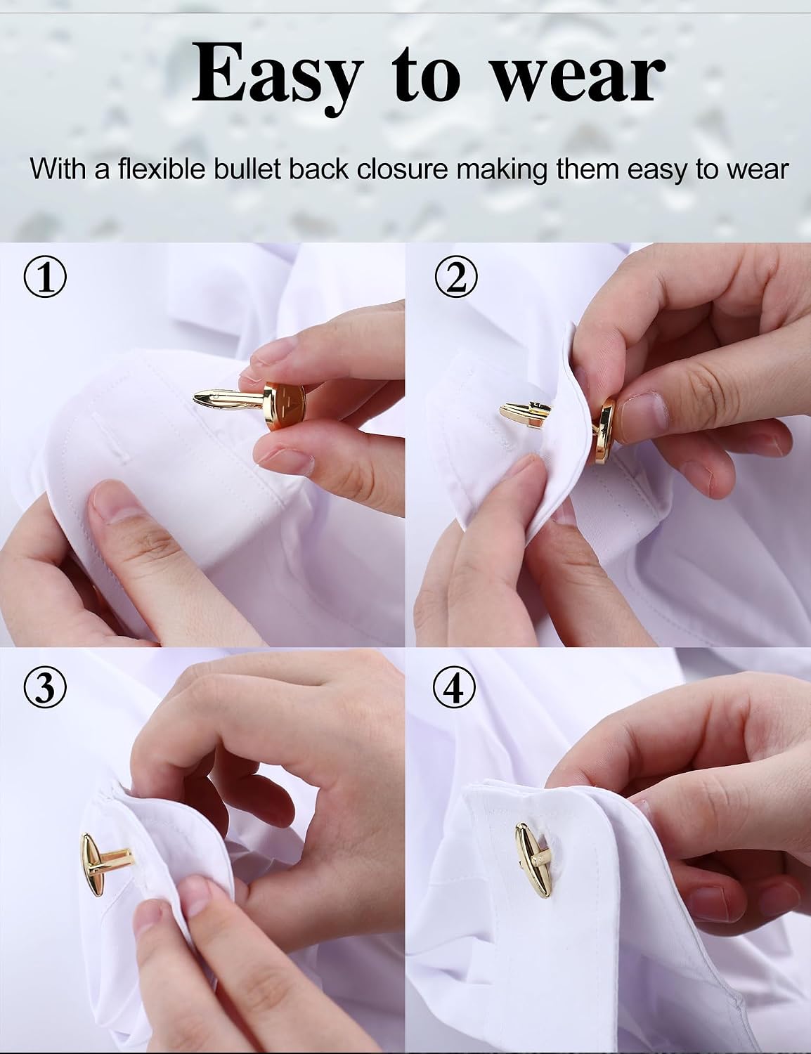 LOLIAS 3 Pairs Initial Cufflinks For Men Classic Mens CuffLinks Set Letter Cuff Links for Casual to Formal with Gift Box Silver Black 14K gold plated Cufflinks for Father Husband