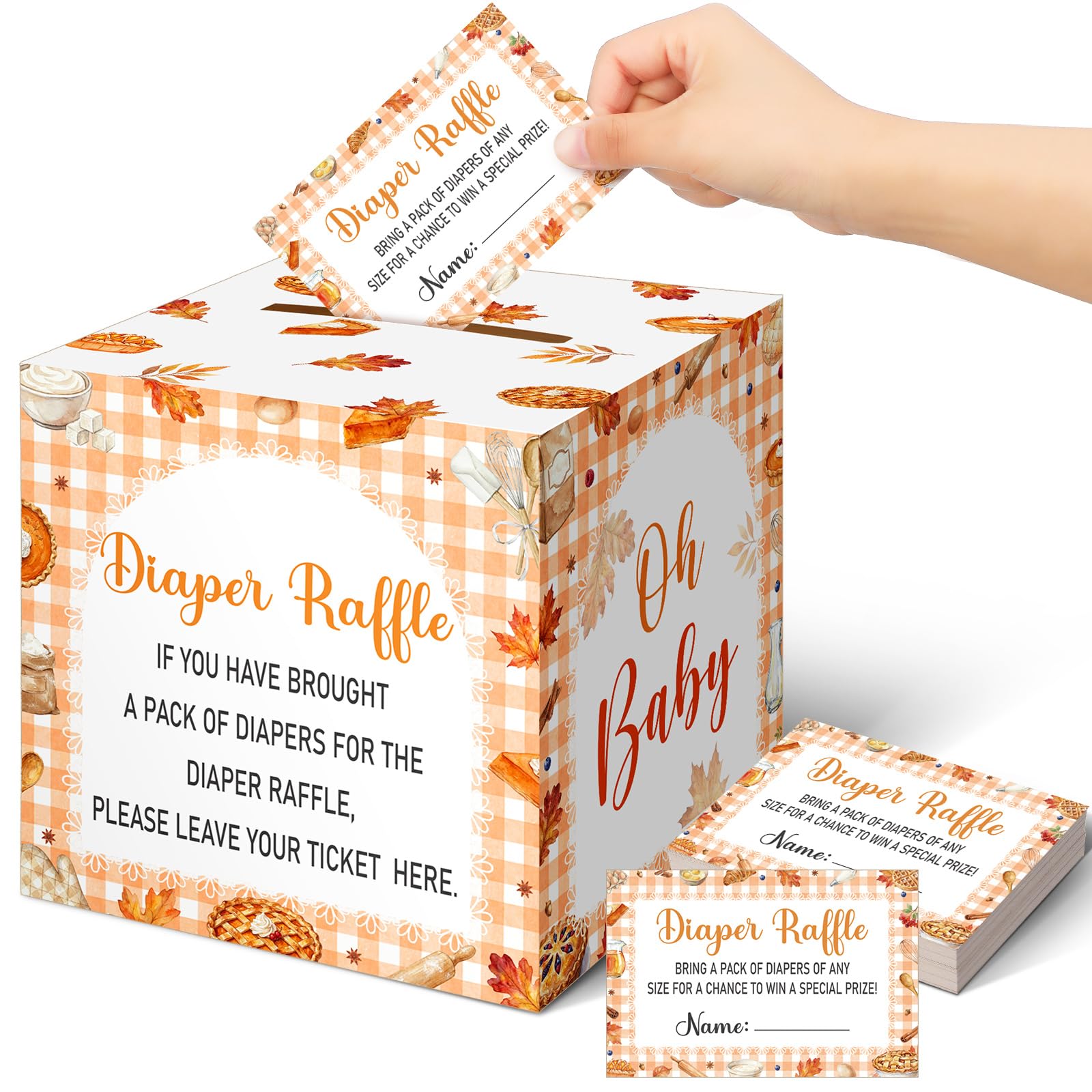 Teling 51 Pieces Diaper Raffle Tickets with Card Box,Little Cutie Pie