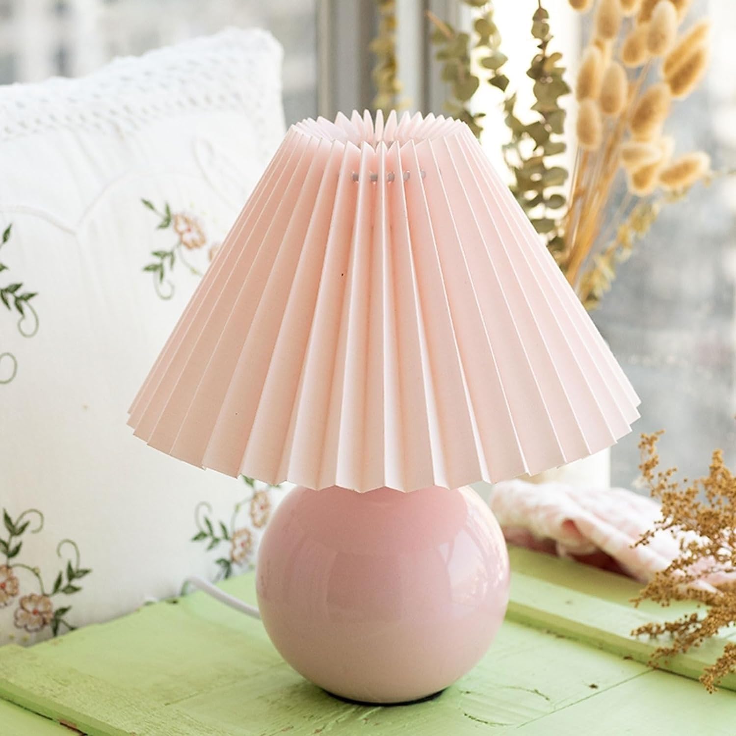 Lampa stołowa Nowoczesny styl Lampa stołowa Ceramiczny korpus lampy Różowy klosz Salon Sypialnia Lampy dekoracyjne Lampy na szafki nocne