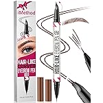 iMethod Curved Eyebrow Pen - Eyebrow Pencil, Brow Pencil 2-in-1 Dual-Ended Microblading Eyebrow Pen with Curved Tip and Precise Brush-Tip for Natural Hair-Like Brows, Last All-Day, Reddish Brown