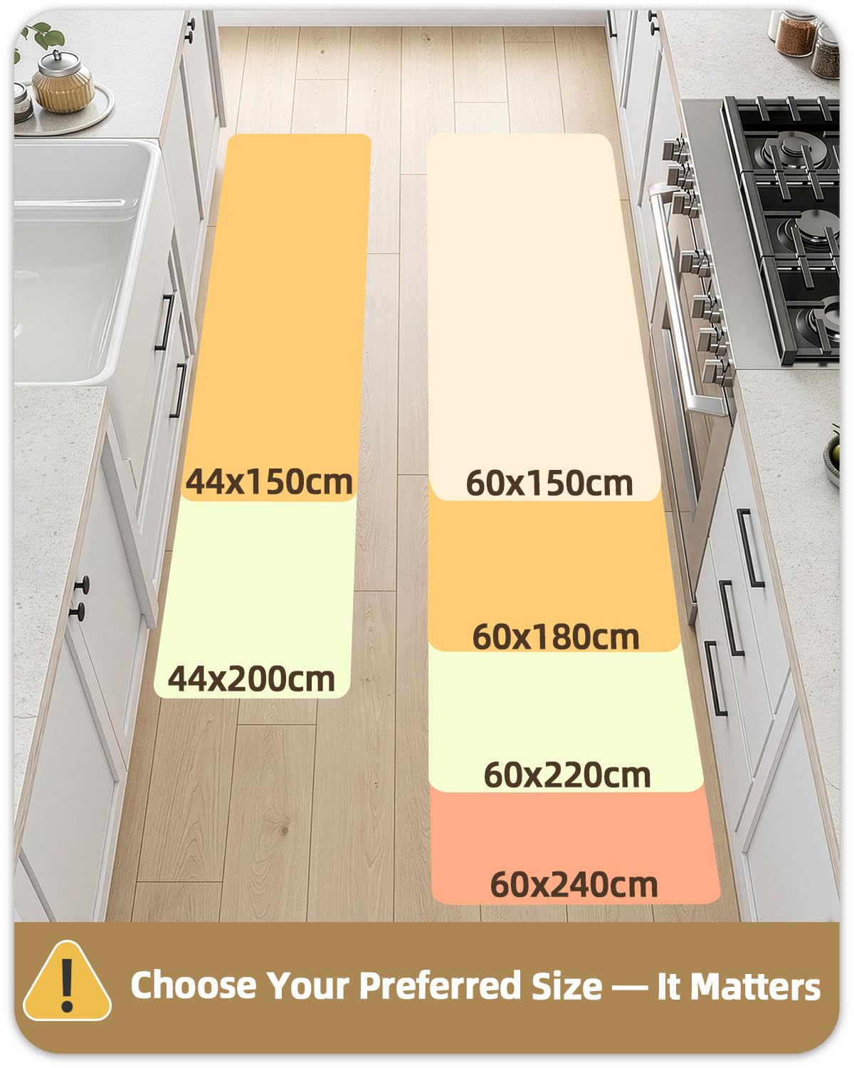 Color&Geometry Alfombra Cocina Antideslizante - 44x150cm, Almohadilla Antifatiga Suave, Impermeable, Resistente al Aceite y Antideslizante, Ideal para Zona del Fregadero, Placa de Cocción, Gris