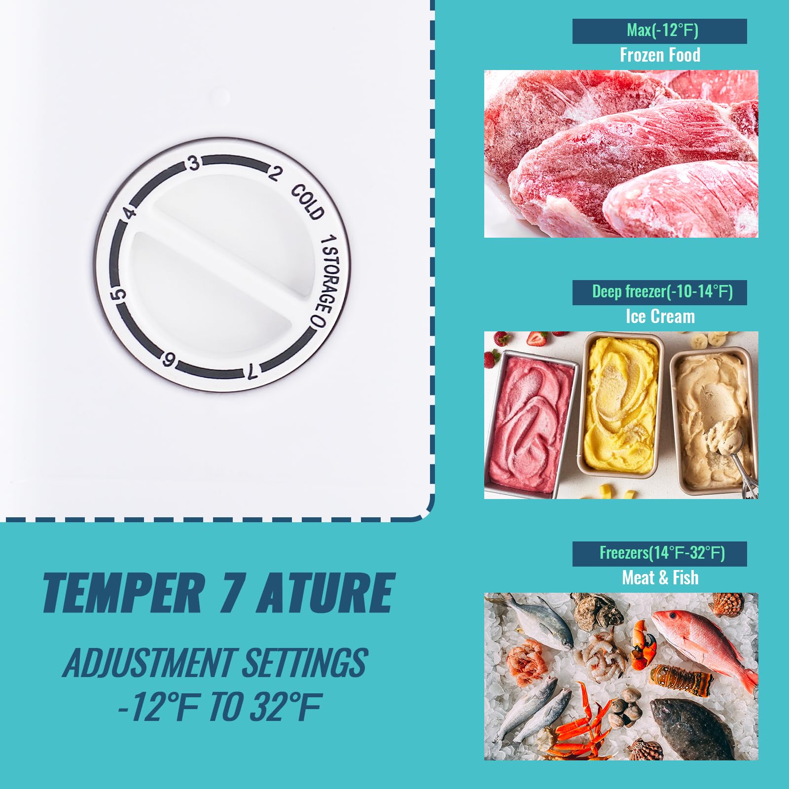 Demuller Upright Freezer, Front Door Open Small Freezer With 7 Temperature Settings, Mini Freezer With Adjustable Feet, Stand Up Freezer For Home/Kitchen/Office 3.0 Cu.Ft Silver on Fridge.com - View 3