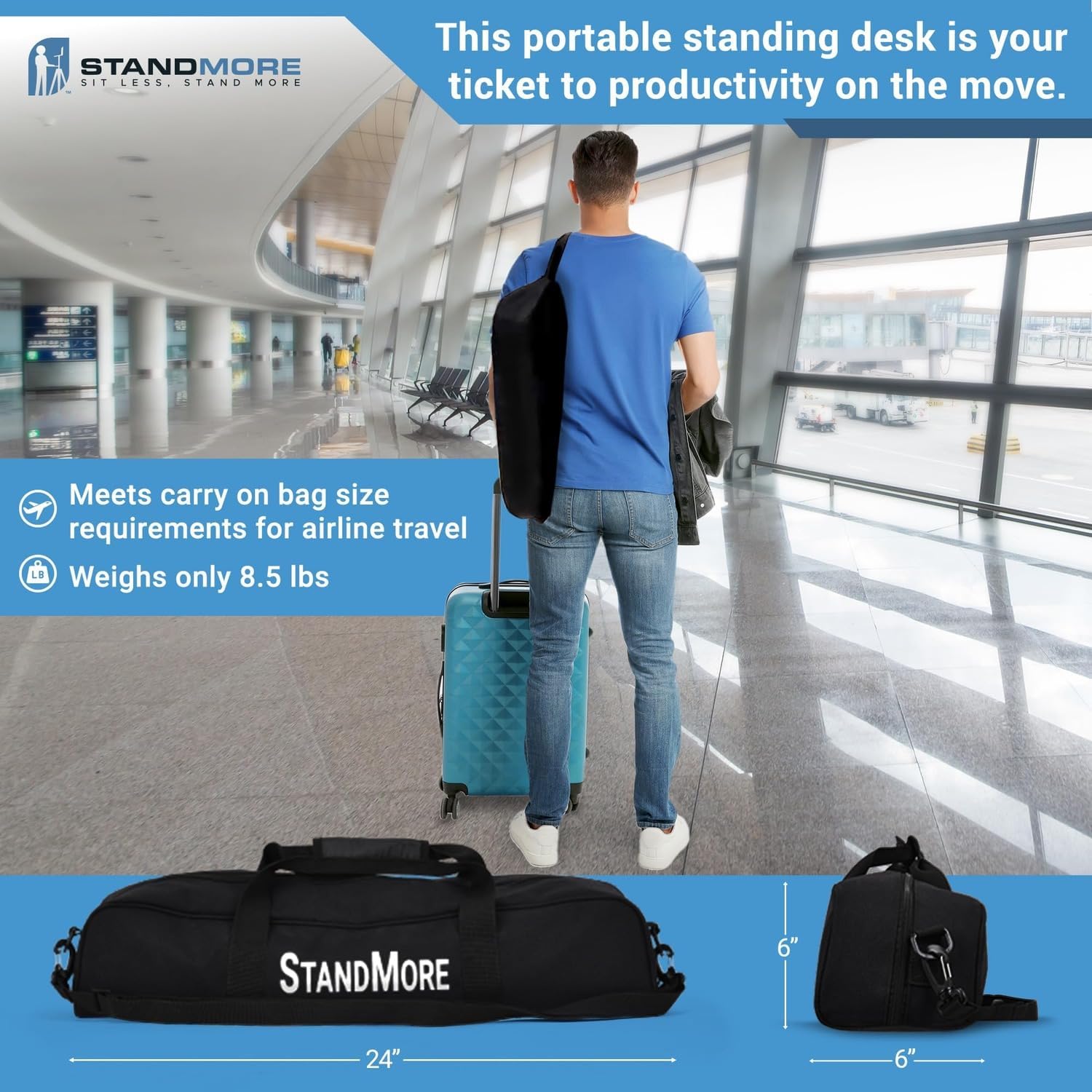 Portable Standing Desk with Keyboard Tray - Ergonomic, Height Adjustable Table with Carrying Bag for Indoor and Outdoor Use. Lightweight Design to Work Anywhere, Stay Healthy, and Stand More
