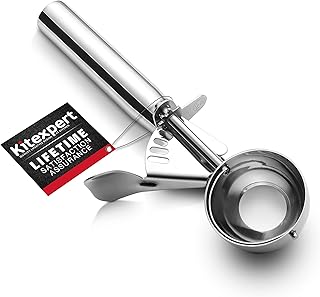 KITEXPERT Ice Cream Scoop, 18/8 Stainless Steel Cookie Scoop with Trigger, Premium Cookie Dough Scooper for Baking, Portio...