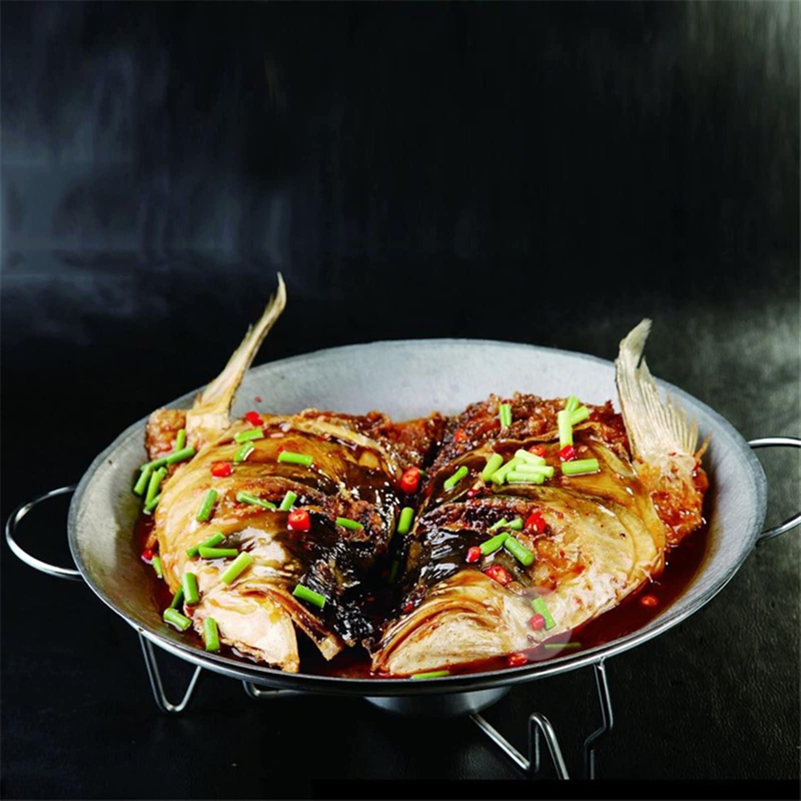 Cena Olla para Sopa Pescado Redondo Horno, Pimienta picada, Plato de Cabeza de Pescado, Olla Seca, Mariscos, Café Grande, Plato de Pescado, Marco de Estufa, Placas de Horno de Cabe