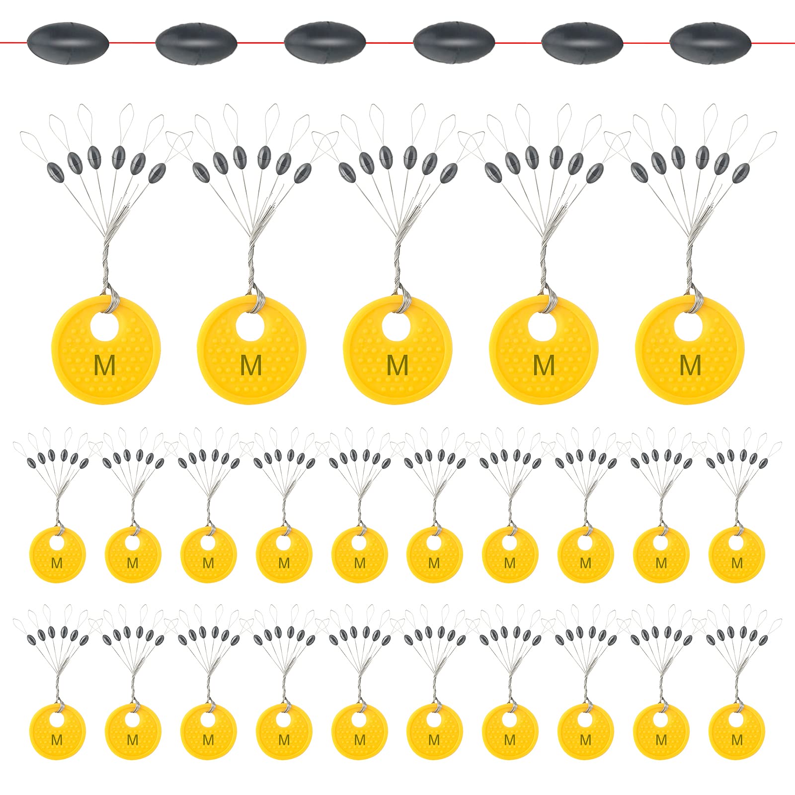 Realure 150/300 topes de Goma 6 en 1 para Pesca con Perlas de Goma pequeñas, para Pesca de Trucha, para 0,1 – 0,43 mm, Ovalado