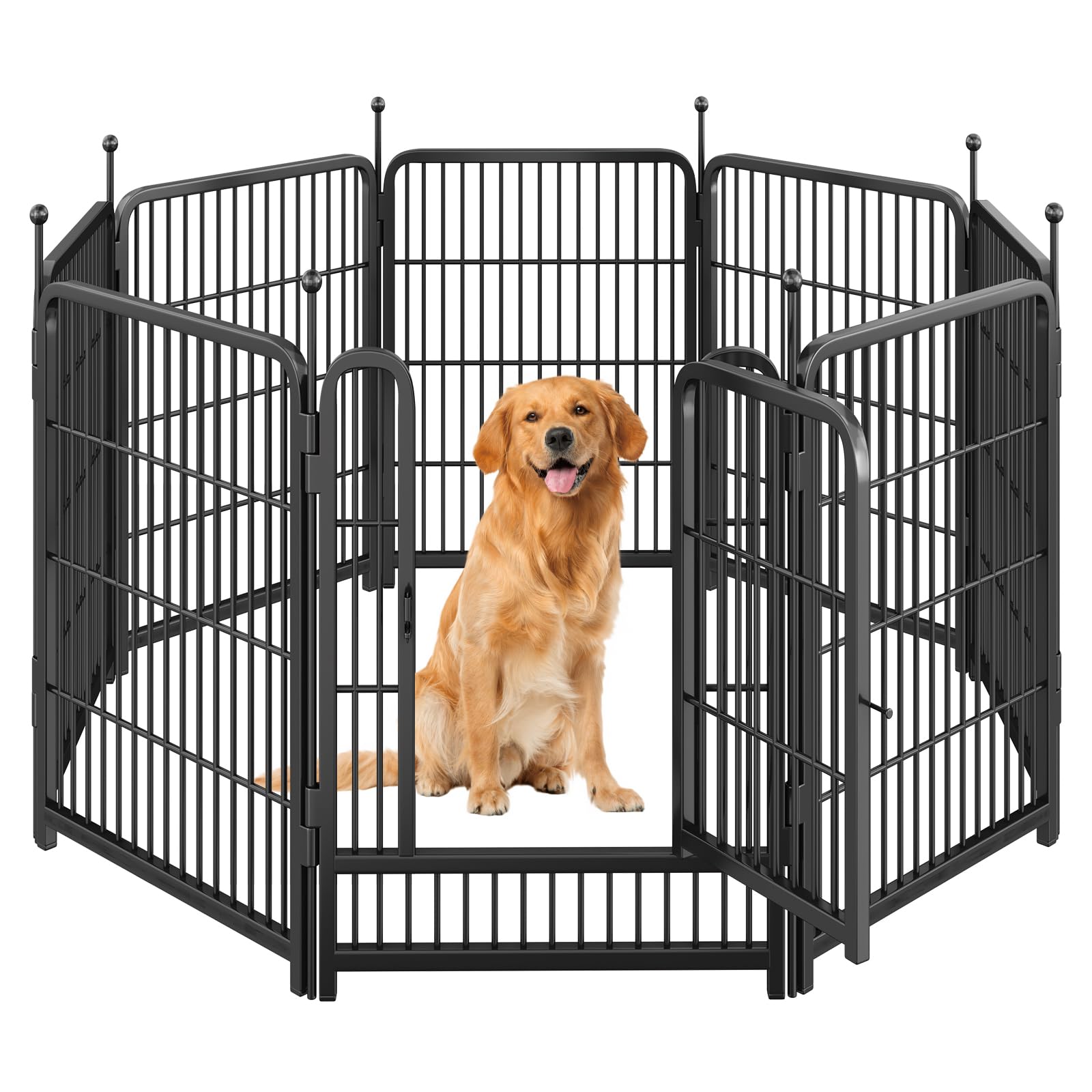 Dog Playpen,Portable Outdoor Dog Fence, Dog Playpen for Large/Medium/Small Dogs, Dog Fences for The Yard,with Doors Foldable Metal (40 inch, 08 Panels)