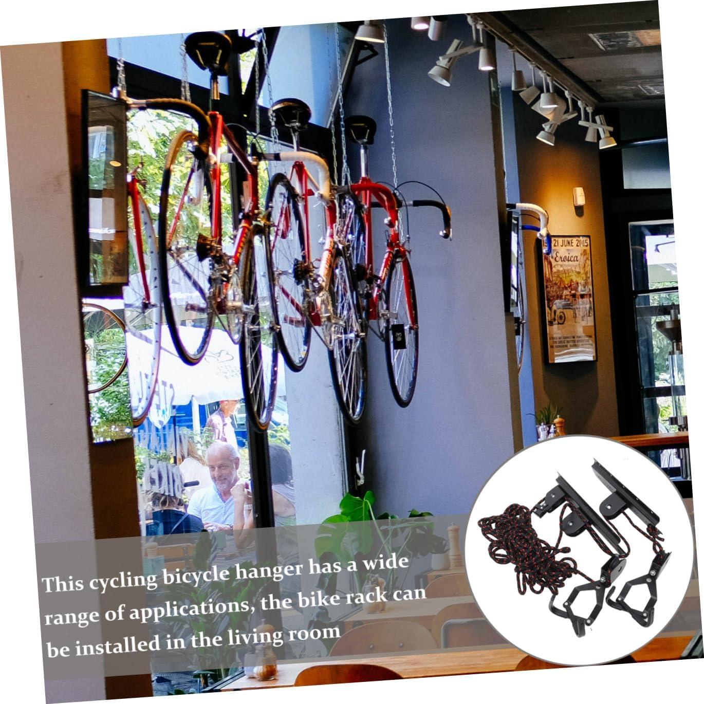 Alipis Heavy Duty Bike Hanger Ceiling Mount Bicycle Pulley System Wall Mount Hook for Indoor Garage Storage Compatible with Road Bicycles Random Color