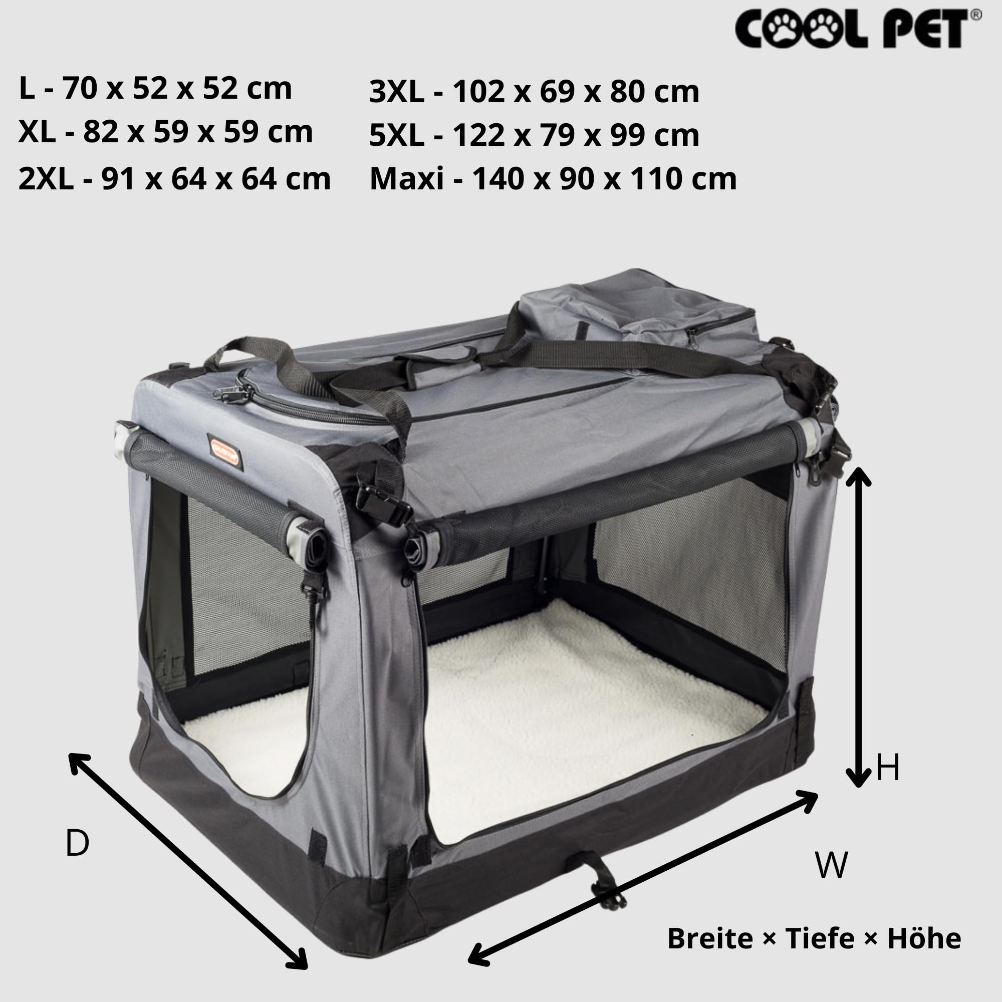 Hundebox 122 * 79 * 91cm 4XL, Hundehütte,Box für Hund, Transportbox, Box für Katze (grau)