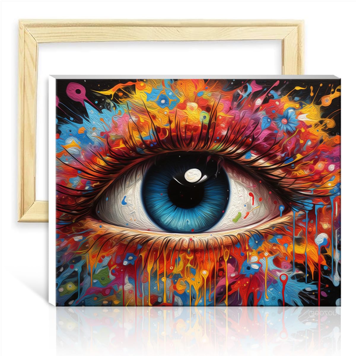 TANGFEIY on Canvas Easy to Paint Artwork Eyes Adults Beginner Canvas Oil Painting Kit with Brushes and Acrylic Pigment on for Wall Decor with Frame(40x50cm) — image 1