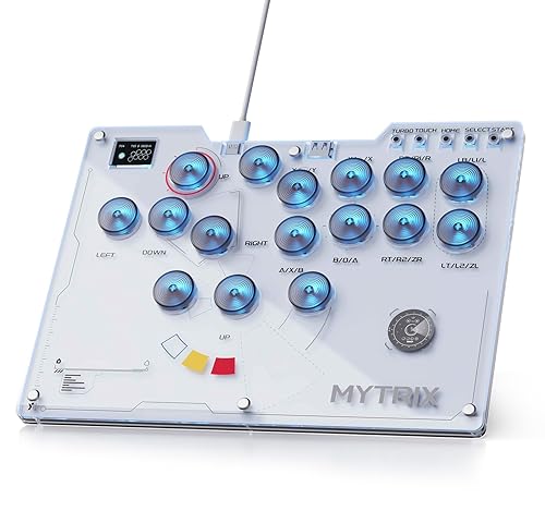 Mytrix Arcade Stick for Haute42 16Keys All-Button Leverless Controller for PC/PS4/PS3/Switch/Steam, Turbo Functions, RGB Light, Supports Hot Swap,