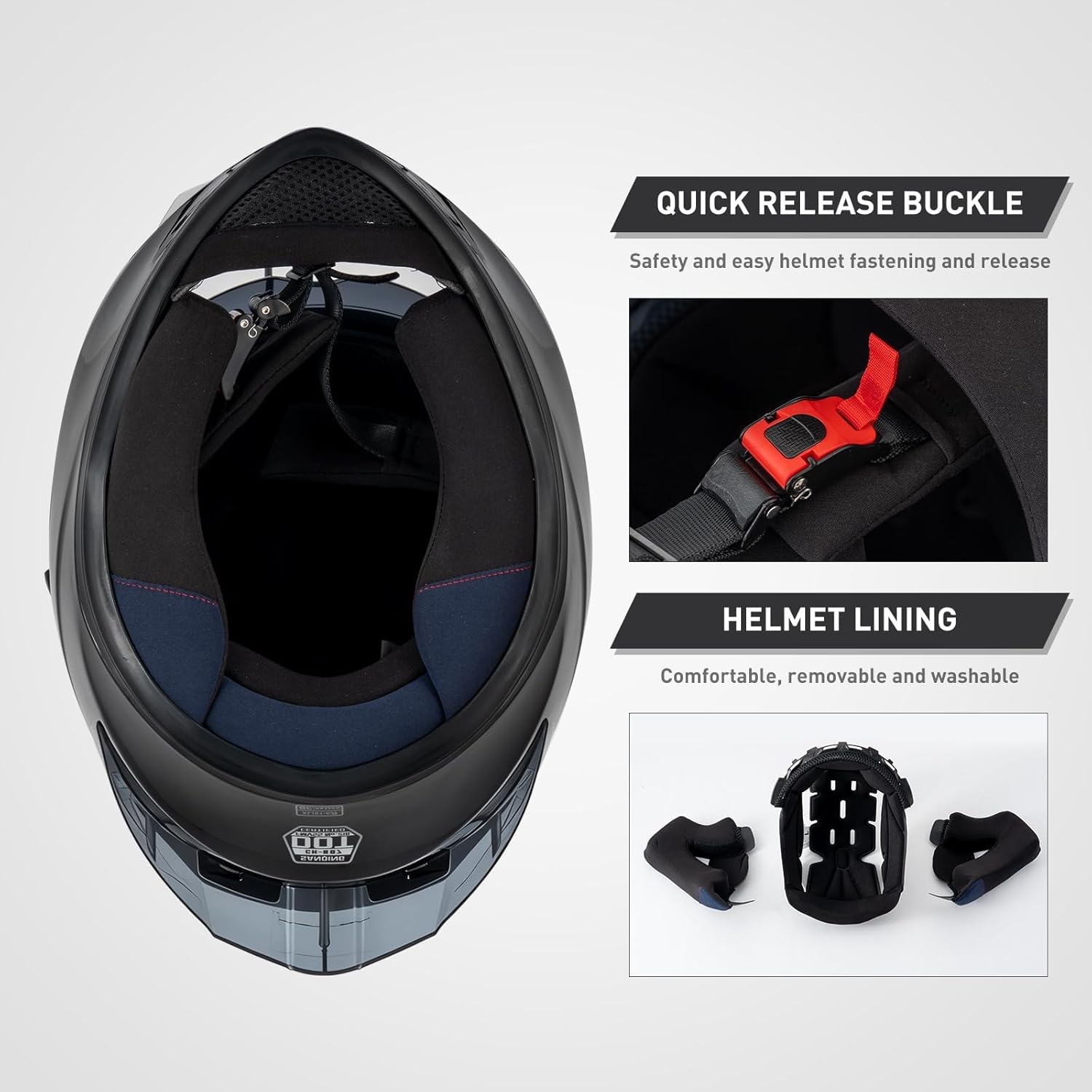 SPARK Adult Full Face Motorcycle Helmet DOT Approved, Lightweight Ventilated Dual Visor for Men Women Moto ATV UTV Snowmobile ADV Four Wheeler Street Bike