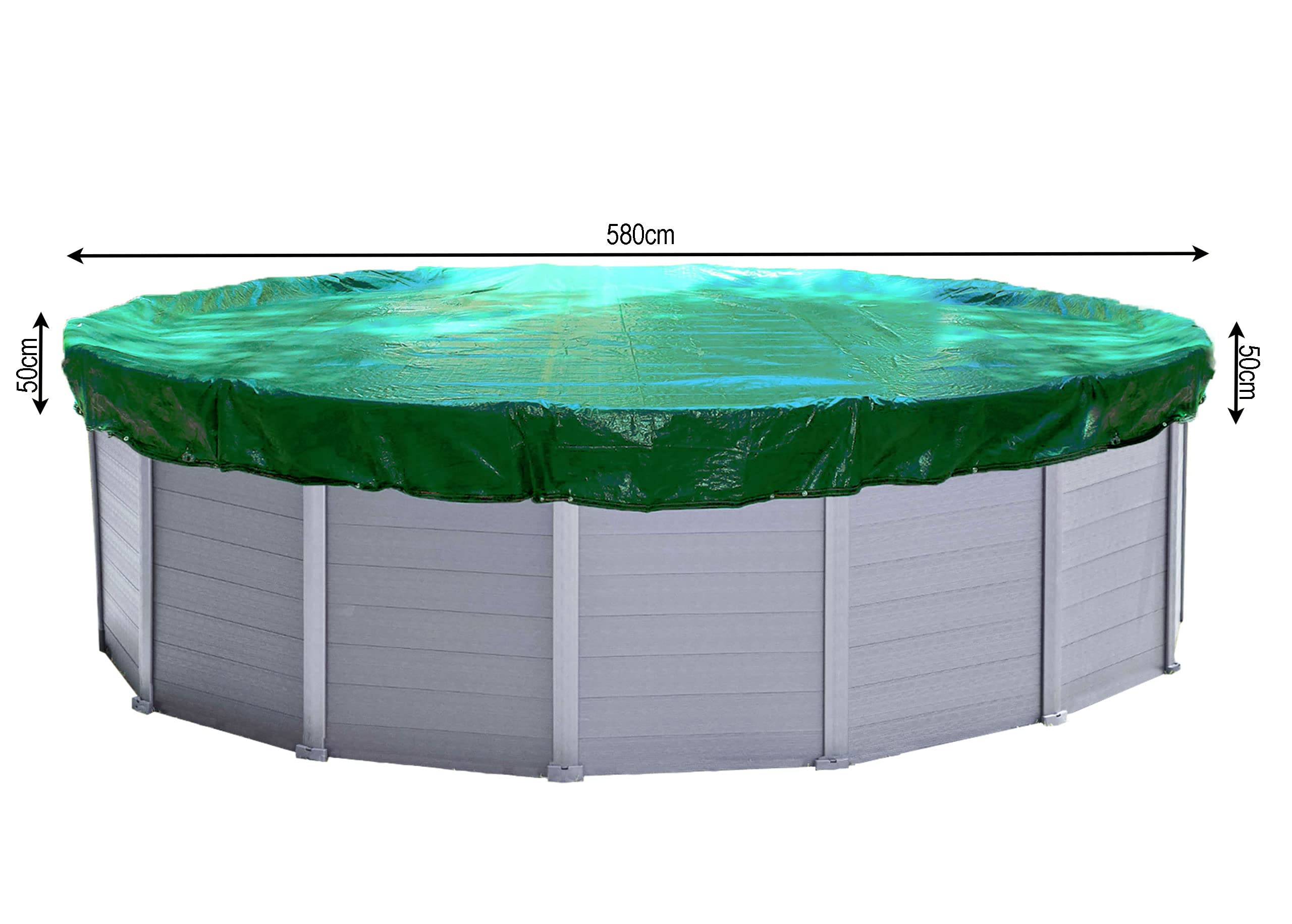 QUICK STAR Cubierta de Piscina de Invierno Redonda 180g / m² para Piscina 550-600 cm Dimensiones de Lona ø 680 cm Verde — view 8