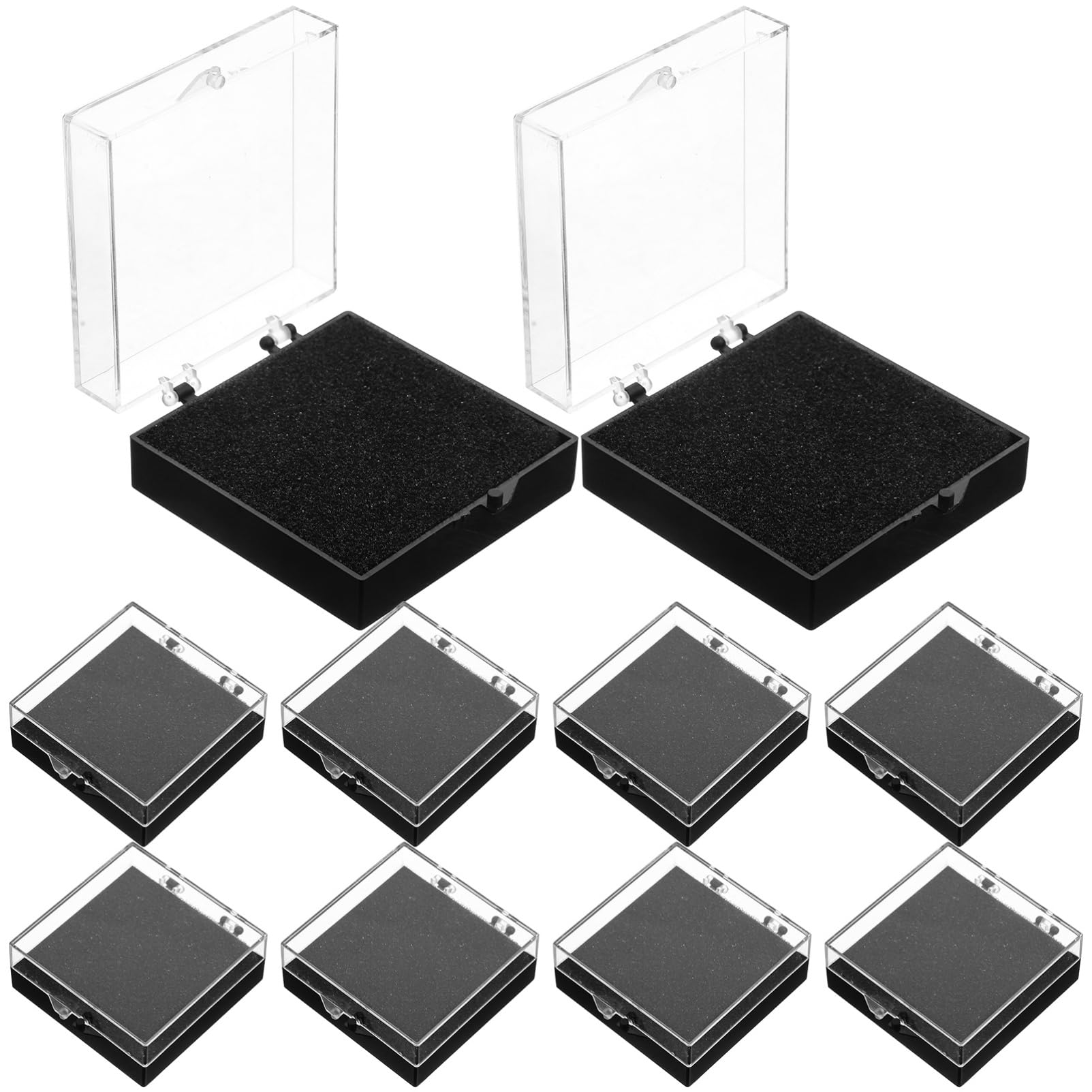 Boîtes de rangement pour badges en éponge noire pour présentation sur bureau