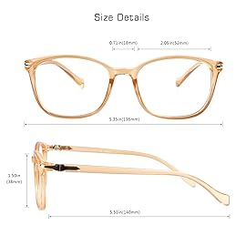 VisionGlobal Blue Light Blocking Glasses for Women/Men, Anti Eyestrain, Computer Reading, TV Glasses, Stylish Square Frame, Anti Glare