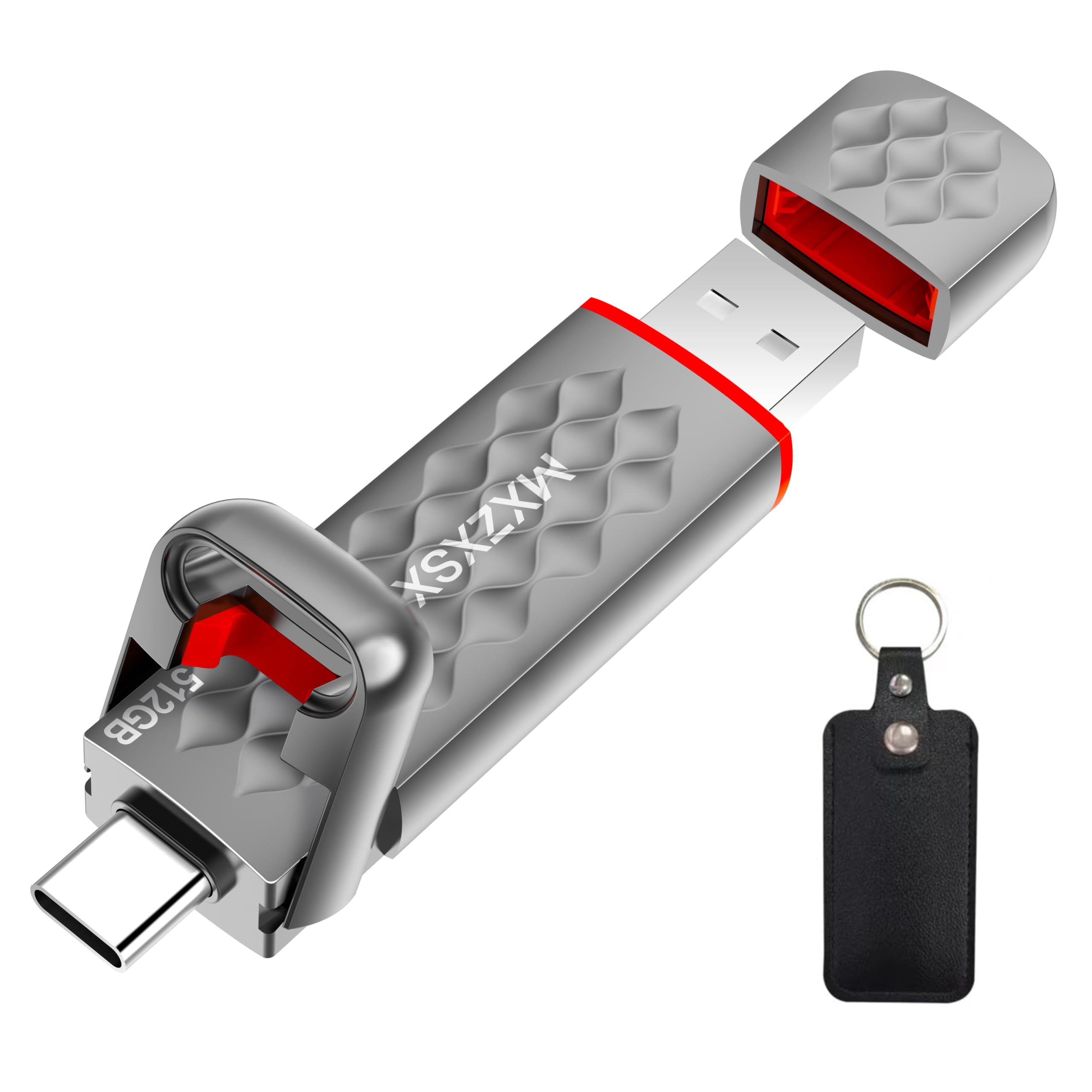 512GB External SSD Thumb Drive Up to 550MB/s USB Drive,USB 3.2 + Type C, for iPhone 15/16/PS4/PS5/Android Phone/Tablet/Windows/Mac, Zinc Alloy Body-image-10