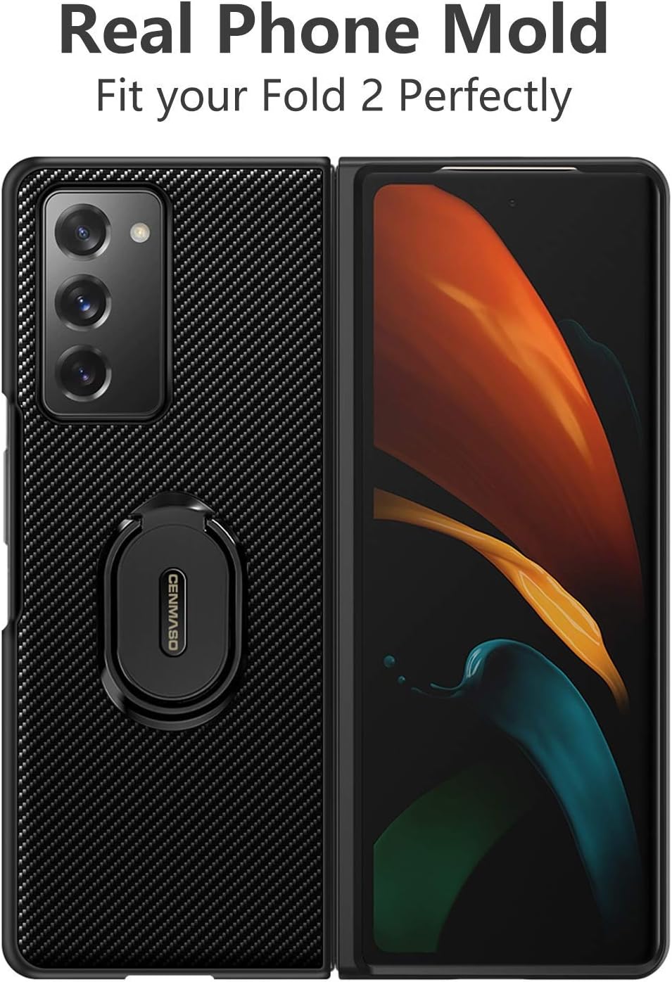 Hacker's Phone Case Compatible with Samsung Galaxy Z Fold 2 5G 2020, Anti-Scratch with Fiber Kickstand Shockproof Cover (Black)