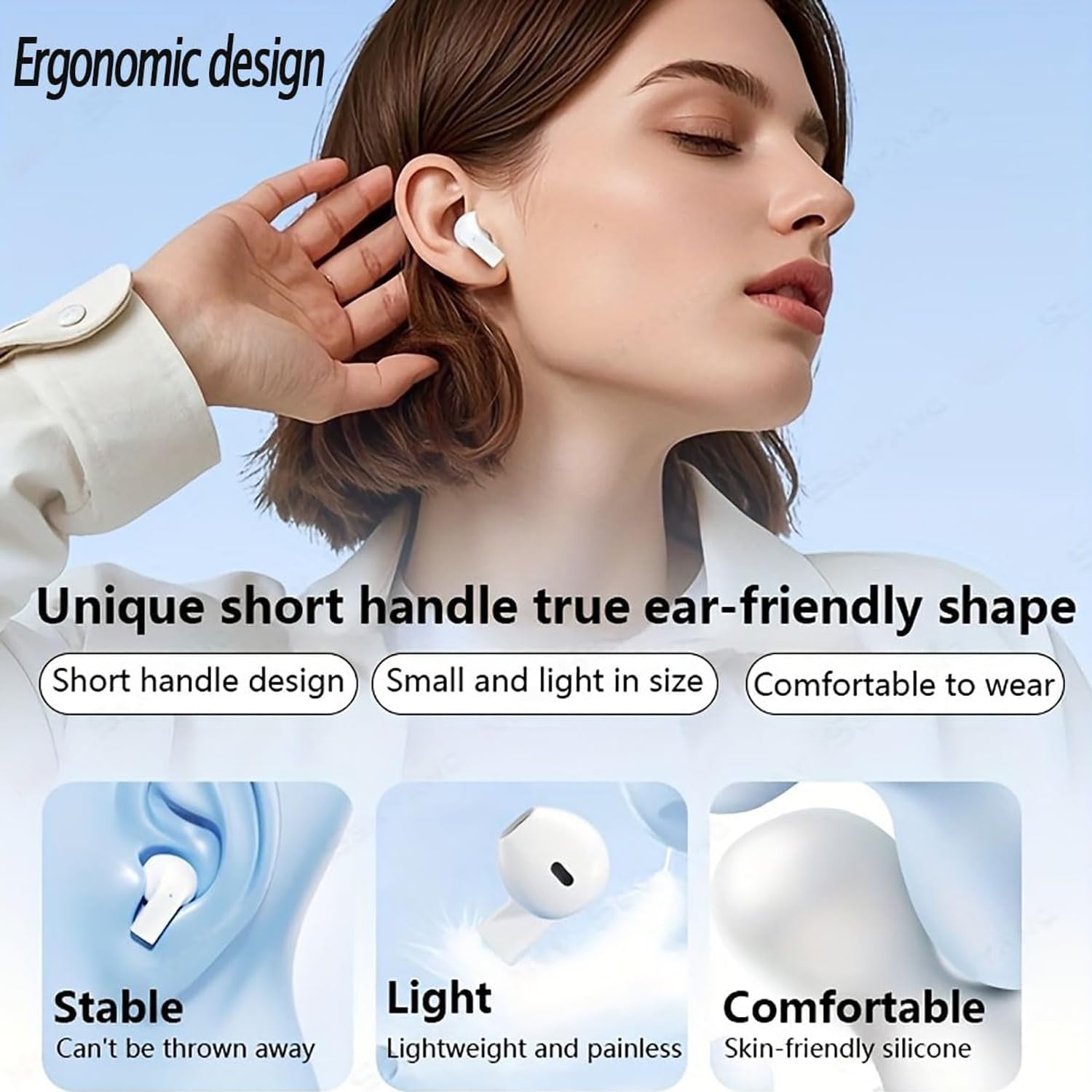 Cuffie Bluetooth, Auricolari Bluetooth 5.3 Wireless, 48 Ore Cuffie In Ear Wireless Stereo HiFi con 4 ENC Cancellazione Rumore, Cuffiette Senza Fili Touch Control IPX7 Impermeabile per iPhone Android