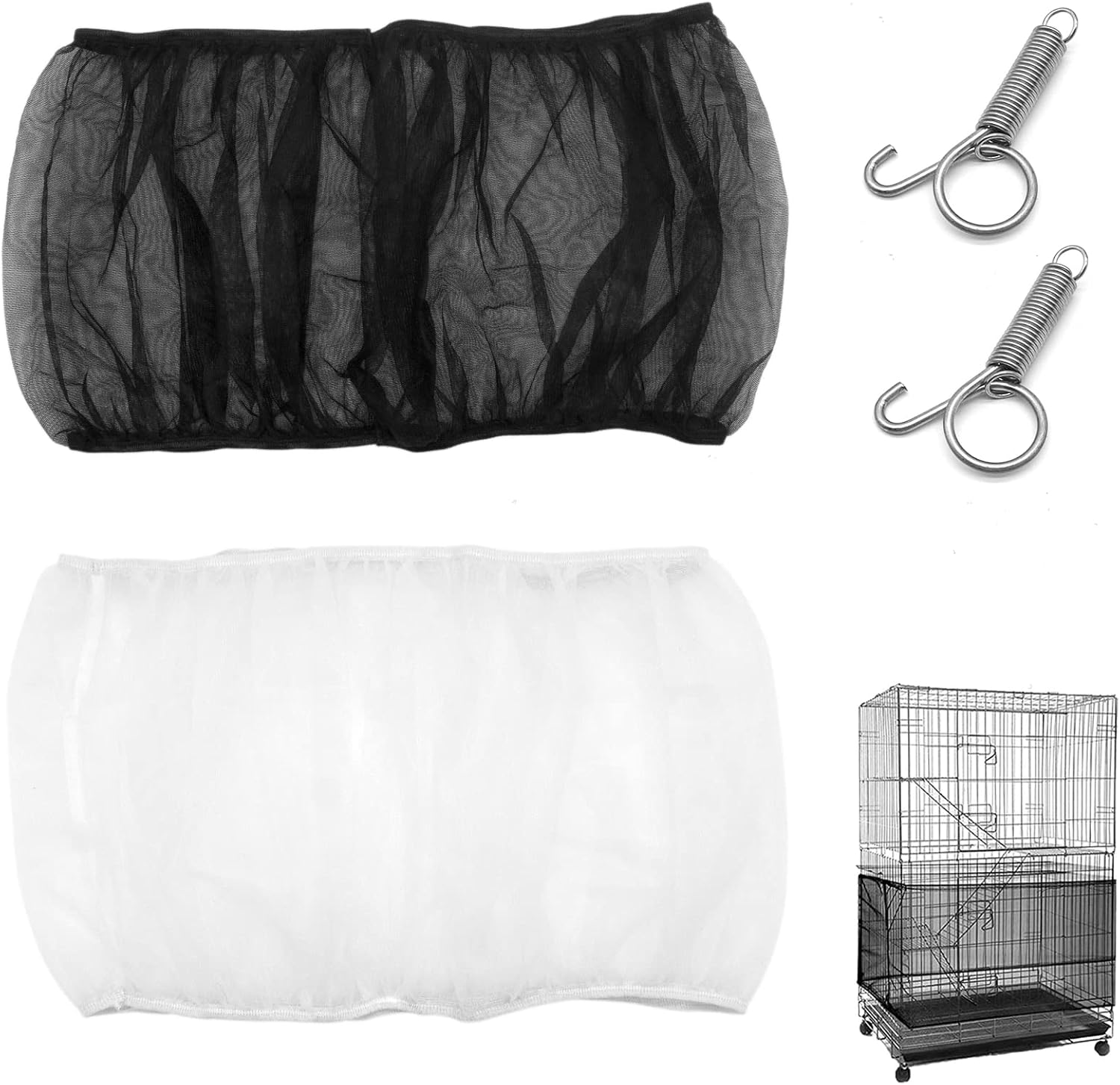2 Pieces Large Adjustable Bird Cage Cover Seed Feather Catcher Birdcage Nylon Mesh Net Cover Soft Skirt Guard for Parakeet Macaw African…