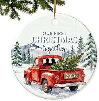 First Christmas Together Ornament 2026 for Couple Our 1st Xmas for Him Her, Boyfriend Girlfriend, Married Couple First Xmas Ornament Keepsake Car Interiors Decors