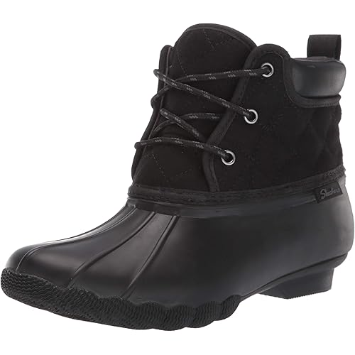 Skechers Women's Pond-Lil Puddles-Mid Quilted Lace Up Duck Boot with Waterproof Outsole Rain